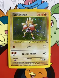 Pokemon Hitmonchan Holo 8/130 Base Set 2 WOTC Vintage Holo LP - Image 1
