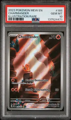 2023 POKEMON MEW EN-151 ILLUSTRATION RARE #168 CHARMANDER PSA 10 - Image 1