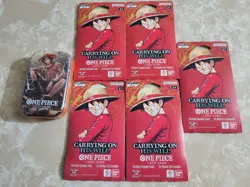 Lot Of (5) OP-13 Sleeved Booster Packs & 1 One Piece Ace Tin Vol 2 NEW SEALED - Image 2