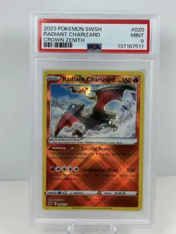 2023 POKEMON SWORD AND SHIELD CROWN ZENITH 020 RADIANT CHARIZARD PSA 9 - Image 1