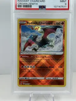 2023 POKEMON SWORD AND SHIELD CROWN ZENITH 020 RADIANT CHARIZARD PSA 9 - Image 2