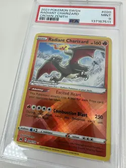 2023 POKEMON SWORD AND SHIELD CROWN ZENITH 020 RADIANT CHARIZARD PSA 9 - Image 3