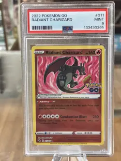 Radiant Charizard 2022 Pokemon Go 011/078 PSA 9 MINT Free Shipping! - Image 1