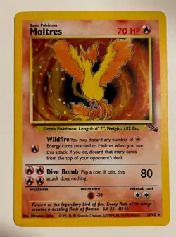 Pokemon Card Moltres 12/62 Holo Foil Used/Played SEE DESCRIPTION - Image 1