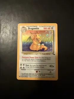 Pokemon fossil red logo 3rd print 1999 2000 copyright dragonite 19/62 raw - Image 1