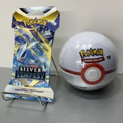 Pokemon Premier PokeBall Tin & Silver Tempest Booster Pack New Factory Sealed - Image 1
