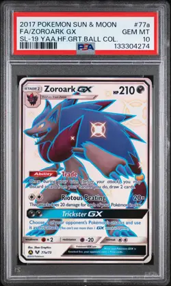 2017 POKEMON SUN & MOON SHINING LEGENDS #77A FULL ART/ZOROARK GX PSA 10 - Image 1