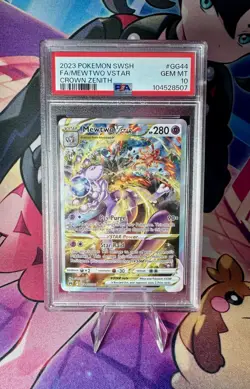2023 POKEMON SWORD & SHIELD CROWN ZENITH #GG44 FULL ART/MEWTWO VSTAR PSA 10 - Image 1