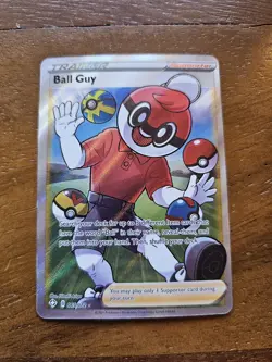 Ball Guy 065/072 Shining Fates Full Art Ultra Rare Pokemon Card Trainer - Image 1