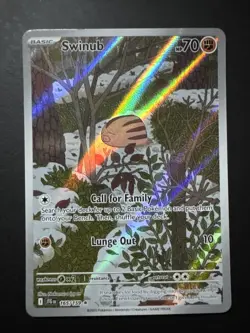 Pokemon Swinub TCG Holo Card 165/159 Journey Together Illustration Rare - Image 1