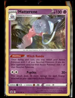 2021 Hatterene 073/198 Regular Rare Chilling Reign Pokemon Trading Card TCG - Image 1