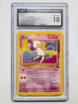 2000 POKEMON PROMO BLACK STAR POKEMON LEAGUE 8 MEW CGC 10 - Image 1