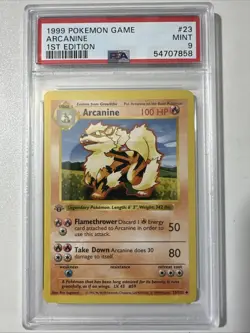 Pokemon PSA 9 1st Edition Arcanine 023/102 Base Set (Shadowless) - Image 1