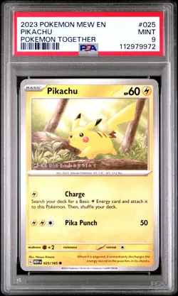 2023 POKEMON MEW EN-151 #025 PIKACHU POKEMON TOGETHER PSA 9 - Image 1