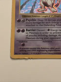 Mewtwo 10/102 Pokemon TCG 1999 Base Set Holo Unlimited Rare - Image 2