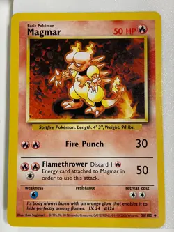Pokemon - Magmar 36/102 Base Set Unlimited Vintage WOTC NM 2000 - Image 1
