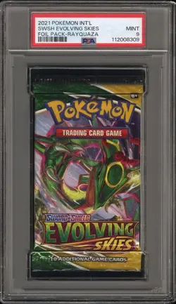 PSA 9 Mint Pokemon Sword & Shield Evolving Skies Rayquaza Art Booster Pack - Image 1