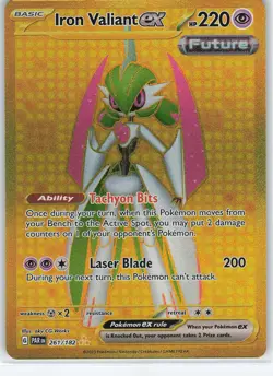 Iron Valiant ex - 261/182 Hyper Rare Holo SV04: Paradox Rift NM Pokemon - Image 1