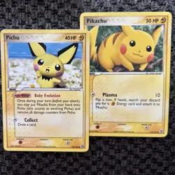 Pokemon TCG Cards Raichu 29/62 Fossil Rare, Pichu & Pikachu lot Lightning energy - Image 3