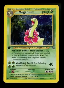 #3 1st Edition Meganium 11/111 Neo Genesis 2000 Holo Rare WOTC Pokemon Card TCG - Image 1