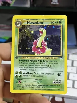 #3 1st Edition Meganium 11/111 Neo Genesis 2000 Holo Rare WOTC Pokemon Card TCG - Image 4