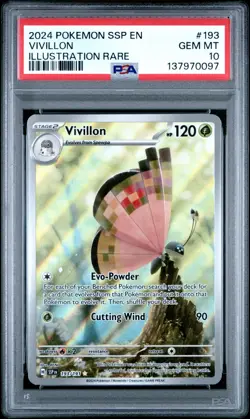 Pokemon TCG Vivillon Full Art Holo Card Surging Sparks 193/191 PSA 10 Gem Mint - Image 1