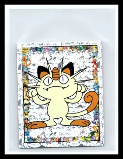 💥 Meowth Merlin Pokemon 1999 Vintage Album Sticker Silver Prism Holo # S11 - Image 1