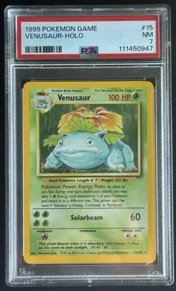 Pokemon TCG Venusaur Holo Unlimited Base Set 15/102 PSA 7 - Image 1
