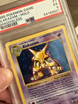 PSA 5 Pokemon Alakazam 1/102 WotC Base Set Shadowless Unlimited Holo Rare - Image 2