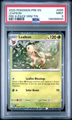PSA 9 Pokemon 2025 Pokemon PRE EN 8 PACK MINI TIN - #005 Leafeon - Image 1