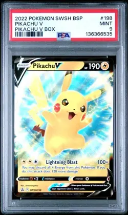 2022 PIKACHU V #198 - Pokemon SWSH Black Star Promo - Pikachu V Box - PSA 9 Mint - Image 1