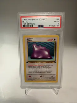 Pokemon TCG Ditto 18/62 Fossil Unlimited Rare Non-Holo Psa 9 - Image 1
