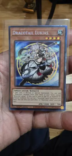 Yu-Gi-Oh! Dracotail Lukias JUSH-EN001 Justice Hunters Holo Effect Secret Rare! - Image 2