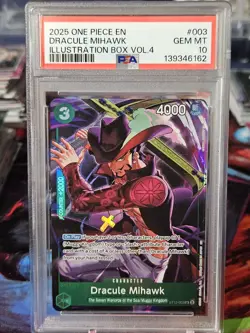 2025 ONE PIECE PROMOS #ST12-003 DRACULE MIHAWK ILLUSTRATION BOX VOL.4 PSA 10 - Image 1