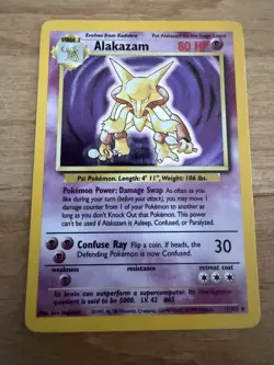 Pokemon TCG Card Alakazam 001/102 Base Set Holo Near Mint Condition 80 HP - Image 1