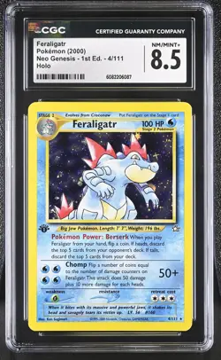 CGC 8.5 Feraligatr Neo Genesis 1st Edition 4/111 Holo Pokemon Card - Image 1