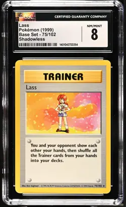 Pokemon Lass Shadowless Base Set Rare 75/102 NM/MINT CGC 8 - Image 1