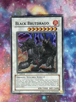 YuGiOh Black Brutdrago SOVR-EN043 1st Edition Super Rare Played - Image 1