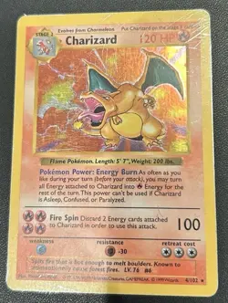Pokemon TCG Charizard Base Set Holo Shadowless Rare Card 4/102 - Image 1