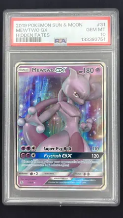 Mewtwo GX 31/68 - Hidden Fates - Graded PSA 10 GEM MT Pokemon Card - Image 1