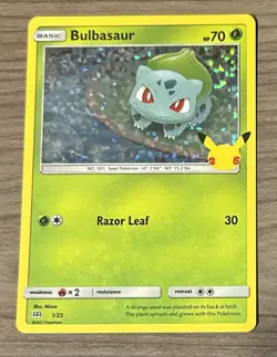 2021 McDonald's Pokemon 25th Anniversary Card BULBASAUR 1/25 HOLO NM - Image 1
