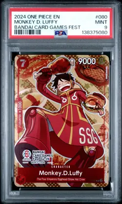 Monkey.D.Luffy (Bandai Card Games Fest 24-25) P-080 One Piece Cards PSA 9-CLEAN - Image 1