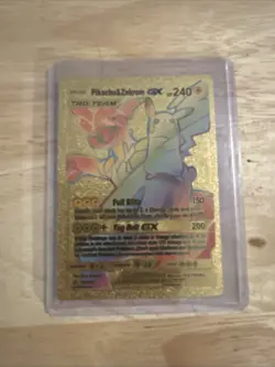 Pokemon Pikachu & Zekrom GX HP240 Tag Bolt Rainbow Gold Foil Fan Art Card - Image 3