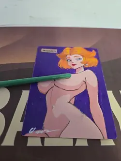 MTG Altered Mountain Waifu Jane Jetson Retro Anime Fan Art, Hand Painted, Signed - Image 2