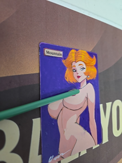 MTG Altered Mountain Waifu Jane Jetson Retro Anime Fan Art, Hand Painted, Signed - Image 5