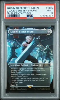 MTG SECRET LAIR DROP FINAL FANTASY WEAPONS FOIL #1865 CLOUD'S BUSTER SWORD PSA 9 - Image 1