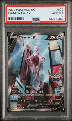 2022 POKEMON GO #072 FULL ART/MEWTWO V PSA 10 - Image 1