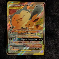 Pokemon Eevee & Snorlax GX TAG TEAM Full Art Promo SM169 Holo 270 HP English TCG - Image 1
