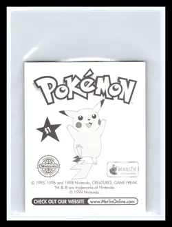 💥 Pikachu Merlin Pokemon 1999 Vintage Album Sticker Silver Prism Holo # S1 - Image 2