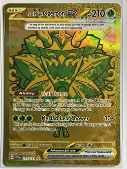 Teal Mask Ogerpon ex -Hyper Rare Prismatic Evolutions 177/131 LP-NM Pokemon Card - Image 1